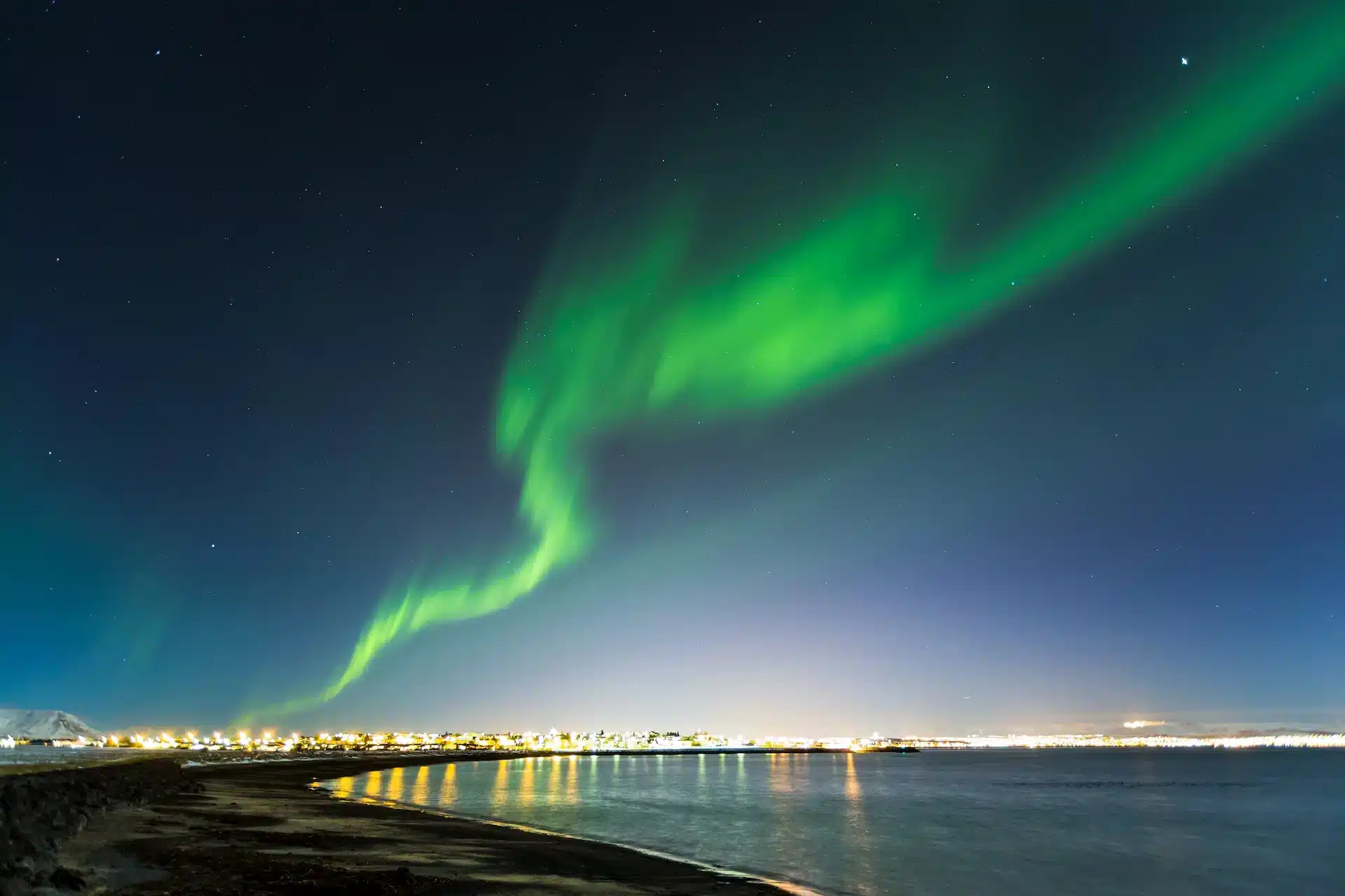 aurora boreal em reykjavik