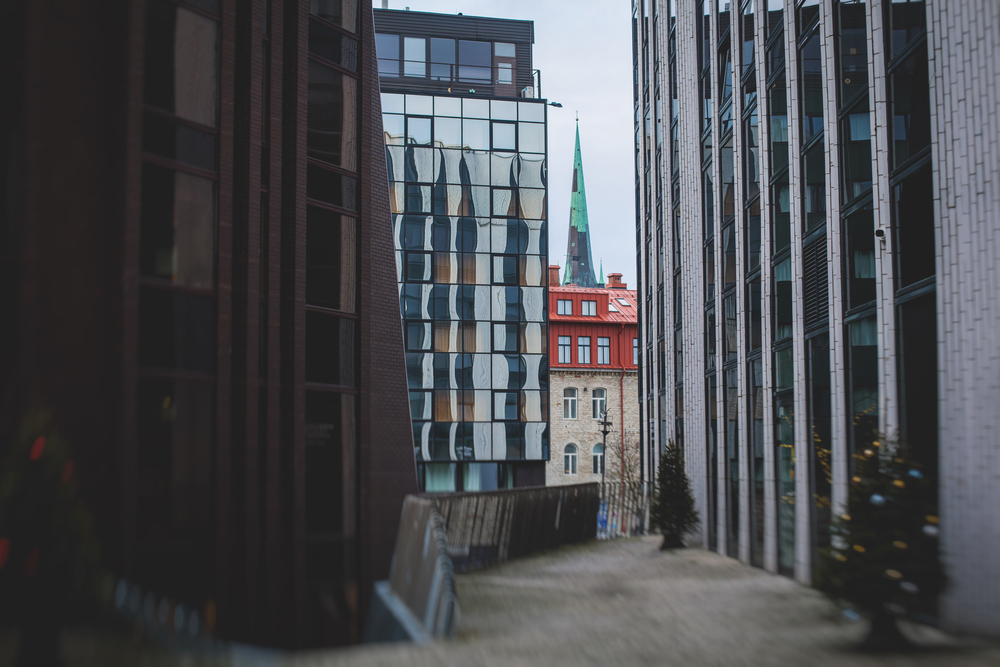 O Bairro Rotermann no centro de Tallinn