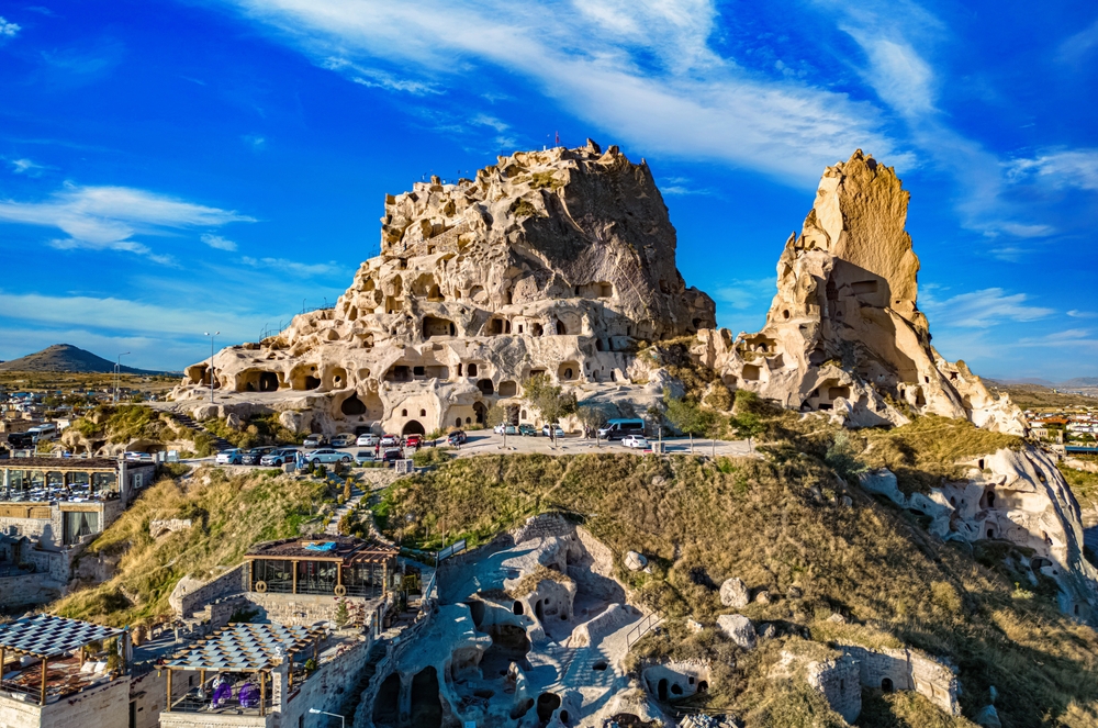 Castelo de Uçhisar na província de Nevşehir, na Capadócia