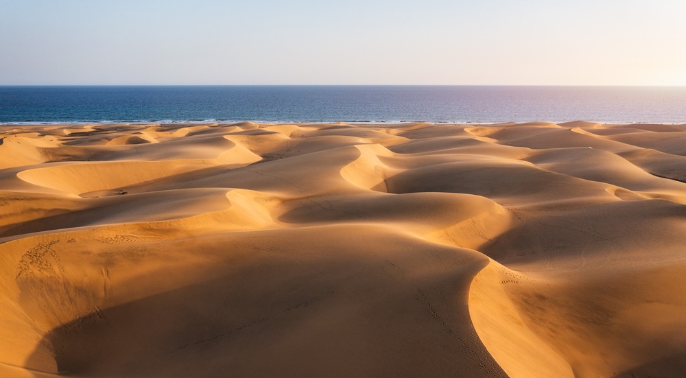 Vista da reserva natural das dunas de Maspalomas, em Gran Canaria