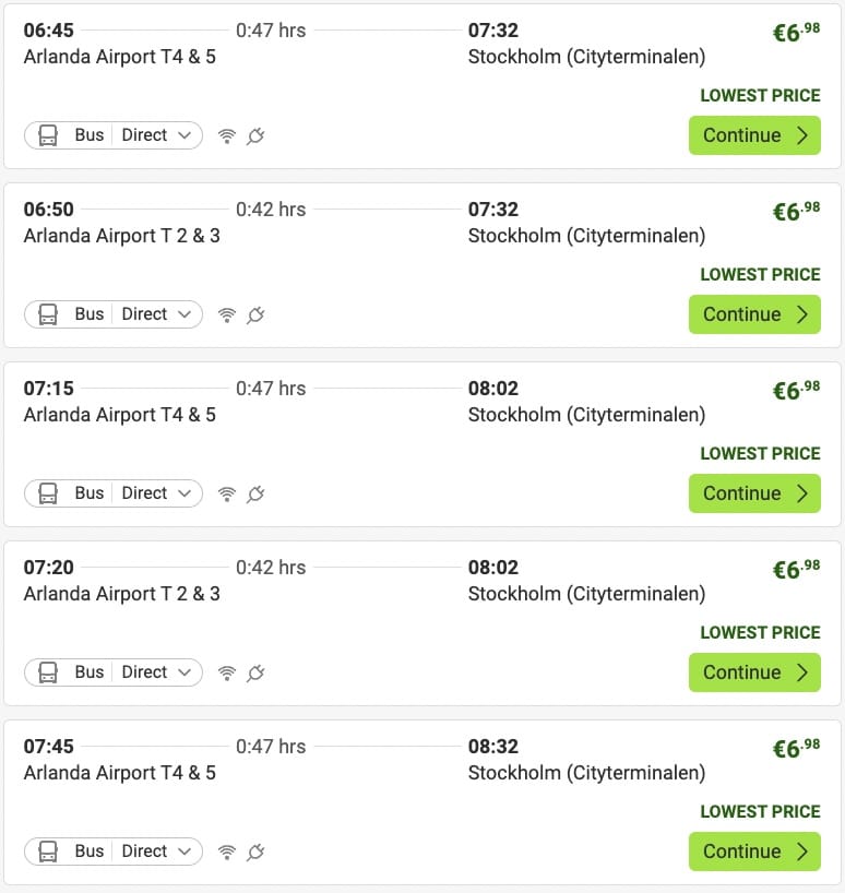 Flixbus do Aeroporto de Arlanda para Estocolmo