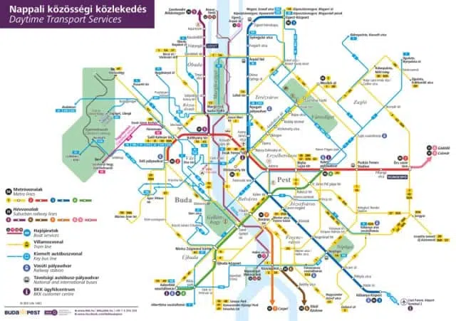 mapa do transporte público de budapeste