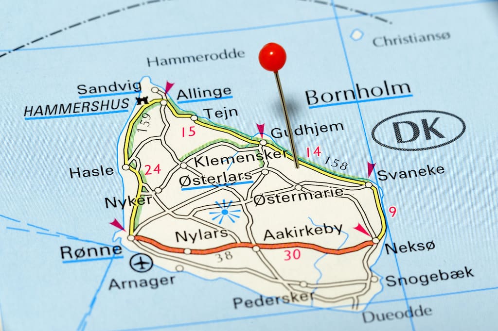 Mapa de Bornholm Mapa mostrando a ilha dinamarquesa de Bornholm