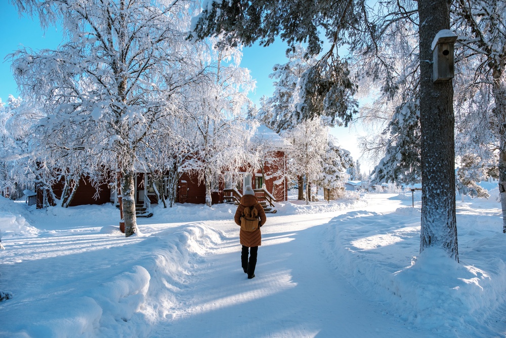 Neve sobre o vilarejo de Äkäslompolo, em Ylläs, na Lapônia