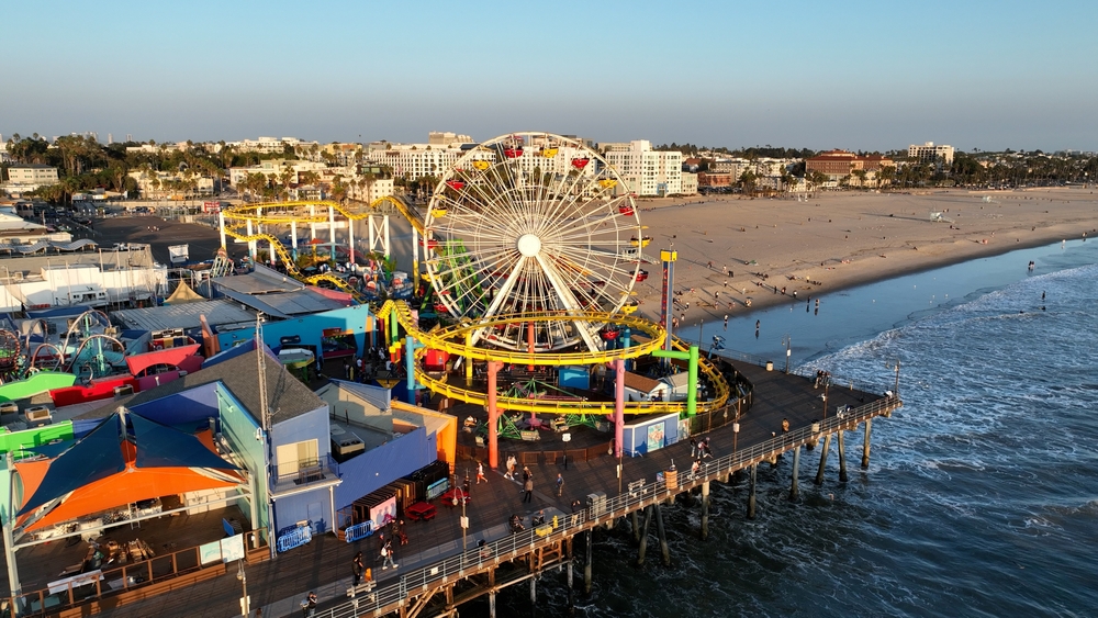 O Píer de Santa Monica com a roda-gigante do Pacific Park