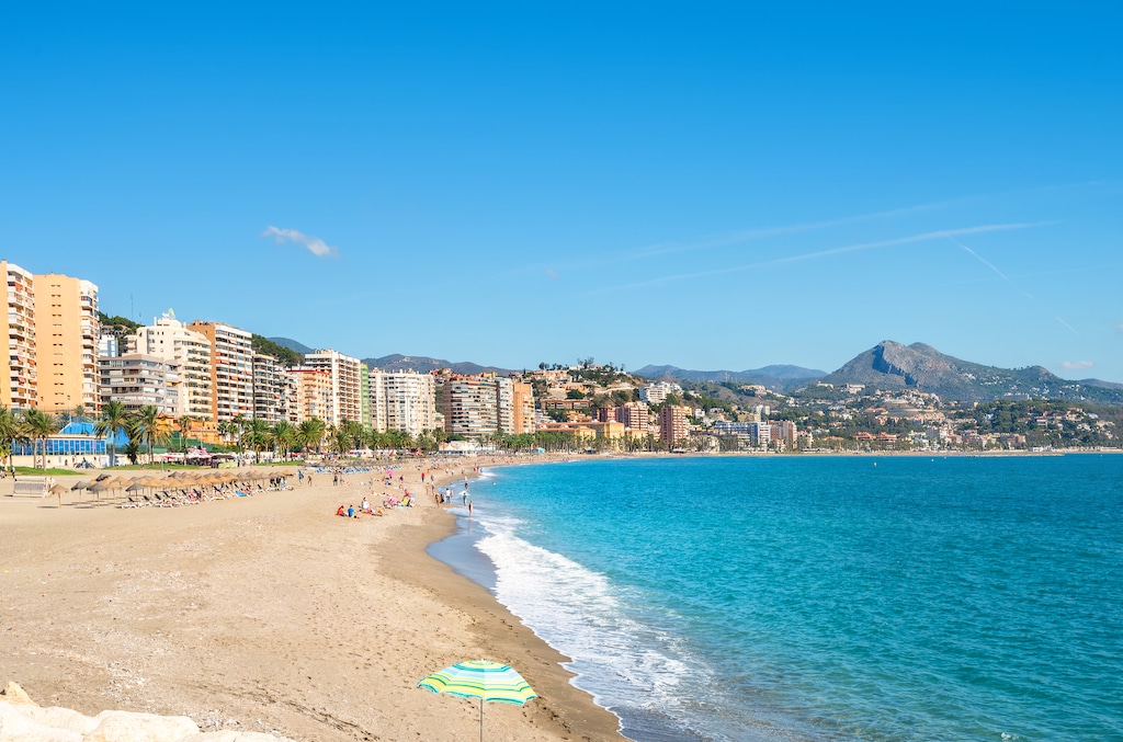 A praia de La Malagueta, em Málaga