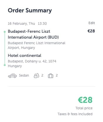 preço do aeroporto de budapeste até o centro