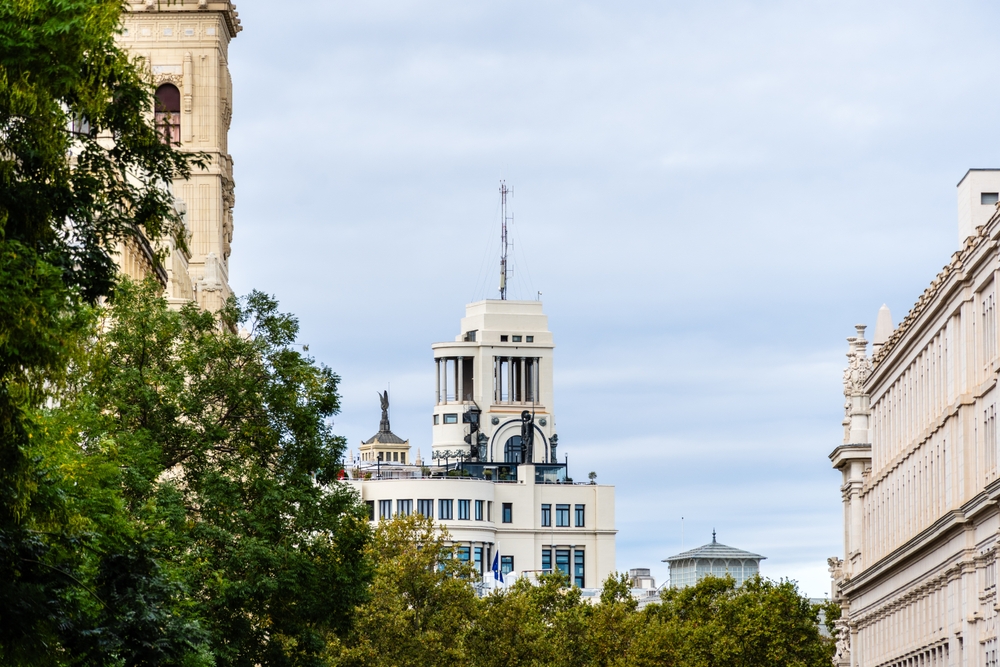O prédio do Círculo de Bellas Artes, no centro de Madri, onde fica o terraço