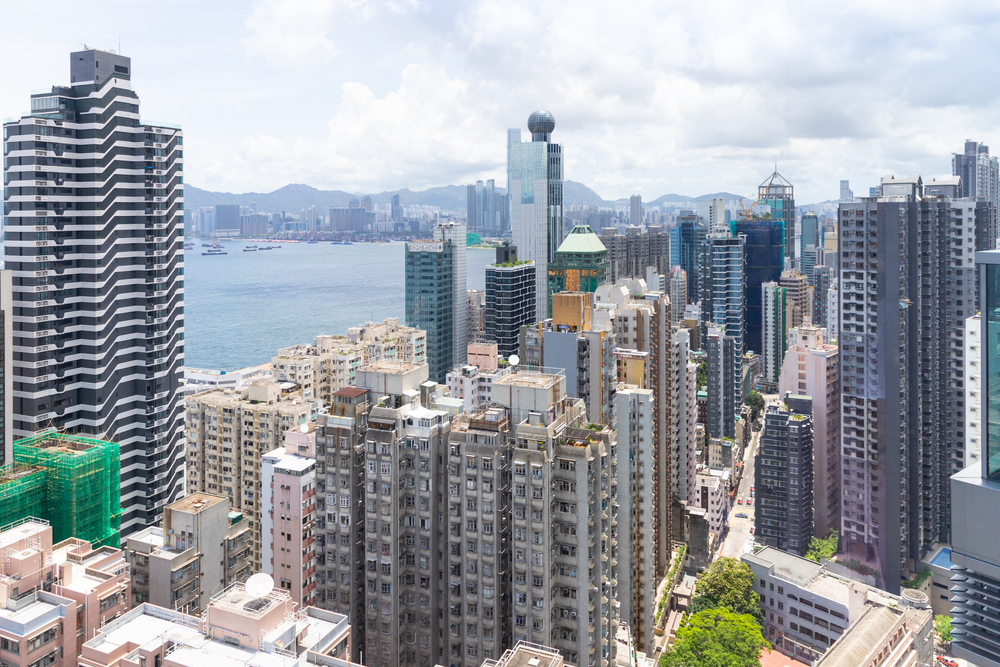 Prédios comerciais e residenciais em Sheung Wan, na Ilha de Hong Kong