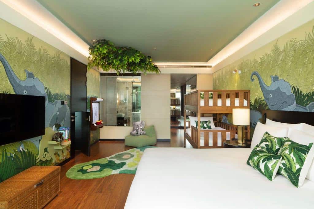 Quarto família do Siam Kempinski Hotel Bangkok, bom hotel em Bangkok para famílias com crianças