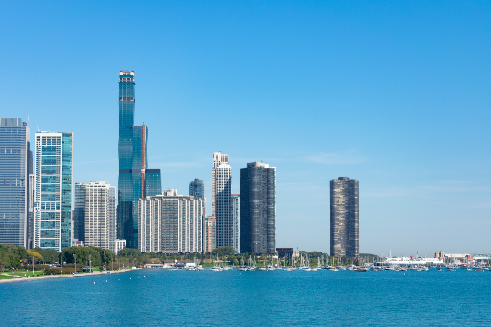 O skyline de Streeterville às margens do Lago Michigan, em Chicago
