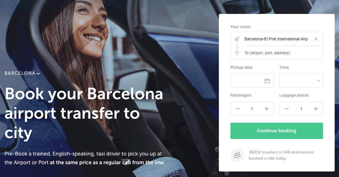 Táxi reservado do aeroporto de Barcelona até hotel no centro