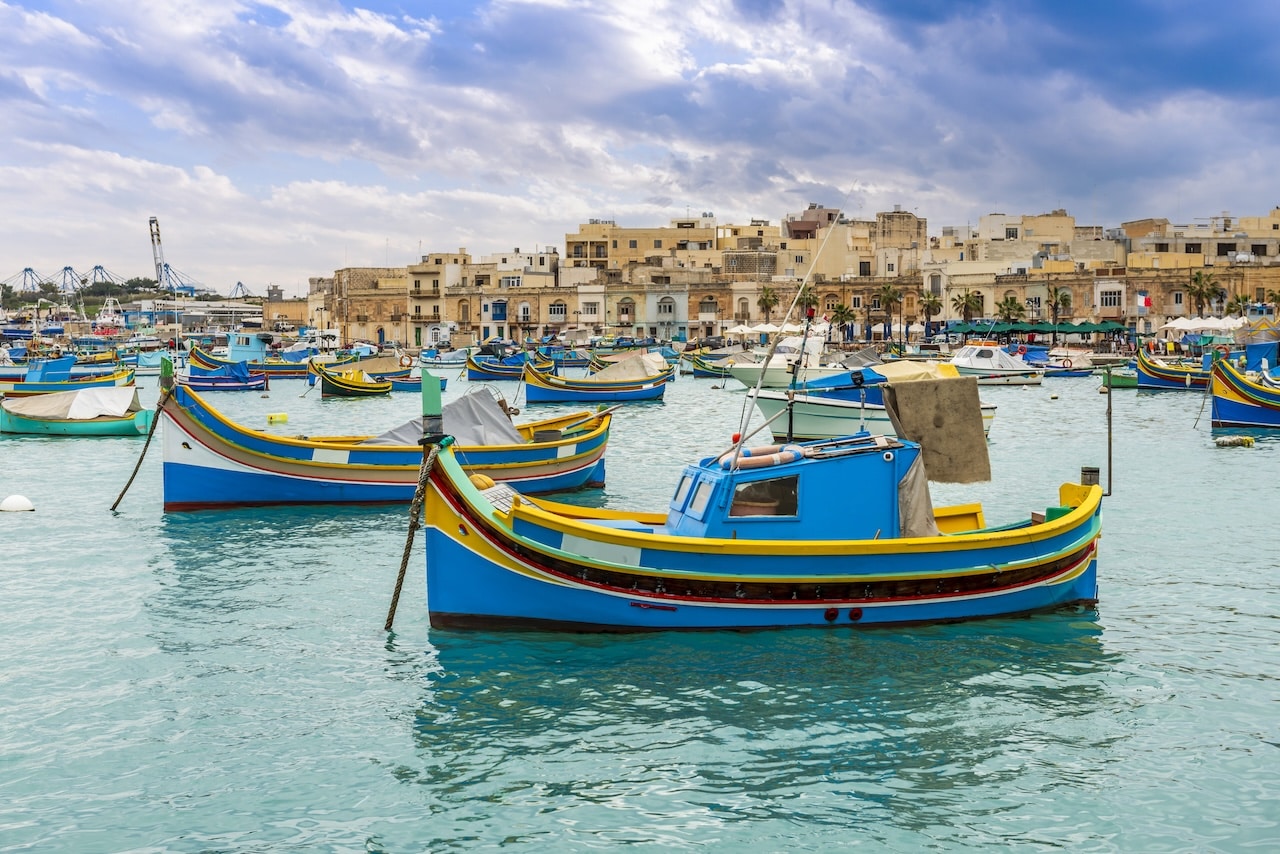 A vila de pescadores de Marsaxlokk em Malta