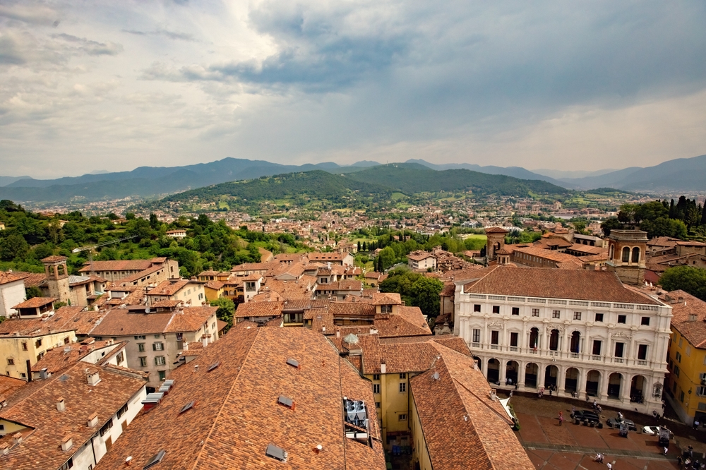 Vista aérea da Città Alta de Bérgamo
