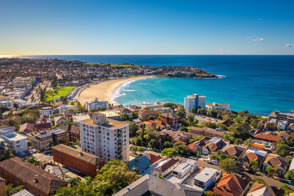 Vista aérea de Bondi Beach, em Sydney