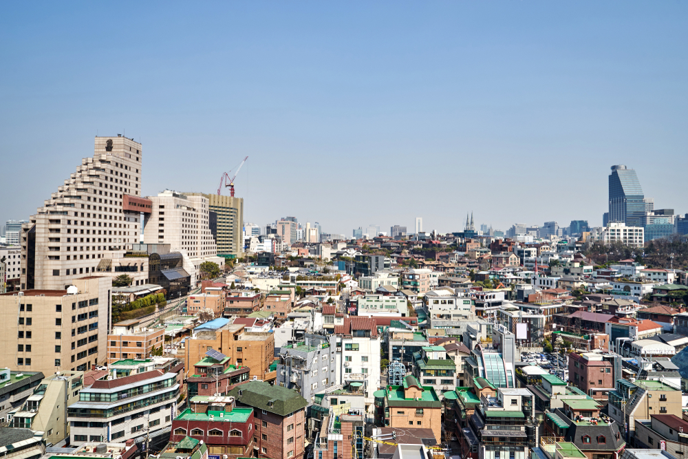 Vista dos arranha-céus de Gangnam, em Seul