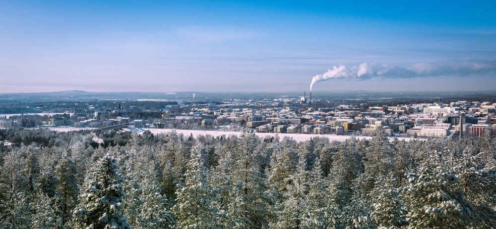 Vista panorâmica de Rovaniemi no inverno na Lapônia
